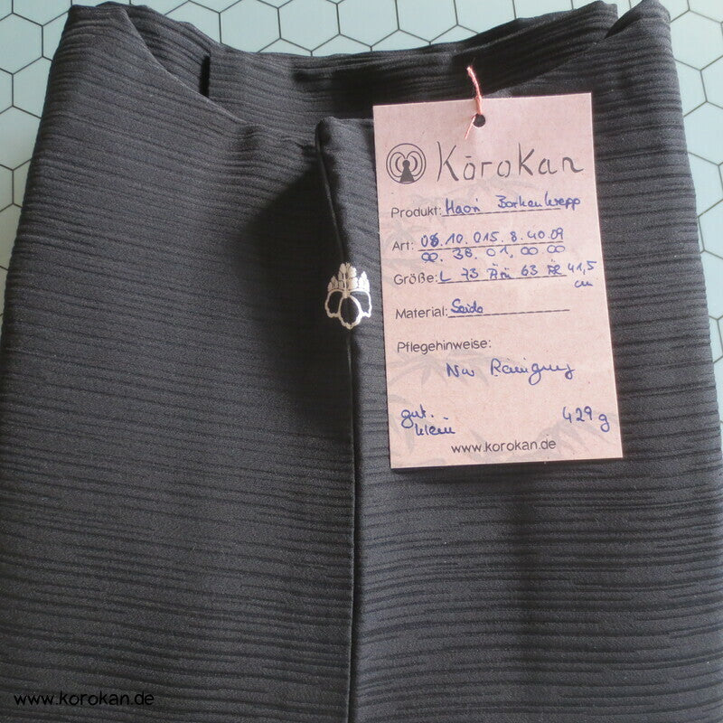 schwarzer Borkenkrepp Haori Kimono Jacke