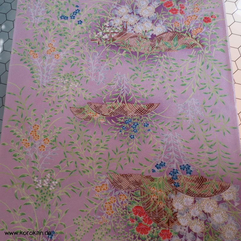 allover Blumen Garten Kimono Seidencrepe