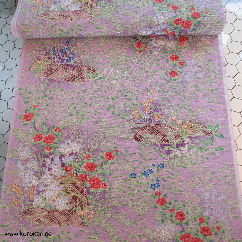 allover Blumen Garten Kimono Seidencrepe