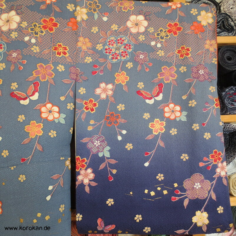 Blumen und Schmetterlinge über Wellen Homongi Kimono