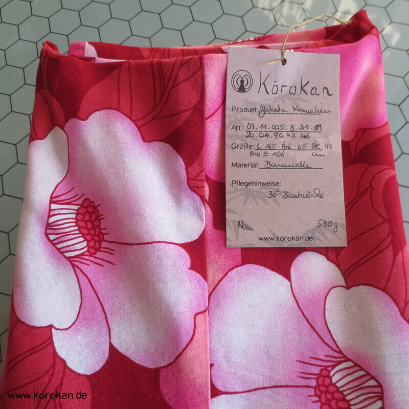 neuer Yukata, reine Baumwolle, Kamelien rot rosa