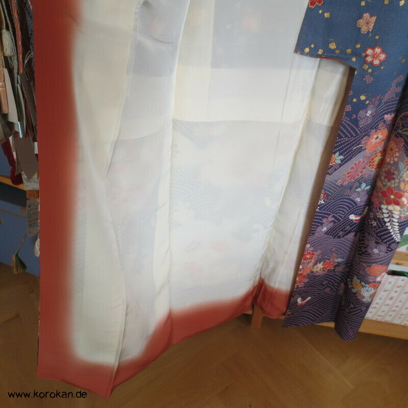 Blumen und Schmetterlinge über Wellen Homongi Kimono