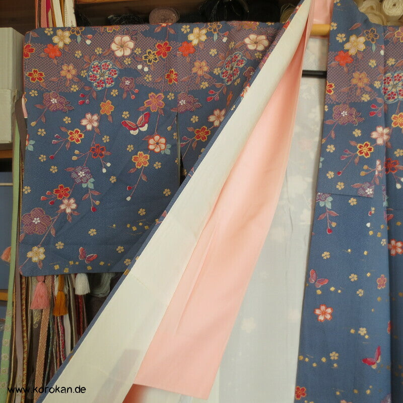Blumen und Schmetterlinge über Wellen Homongi Kimono