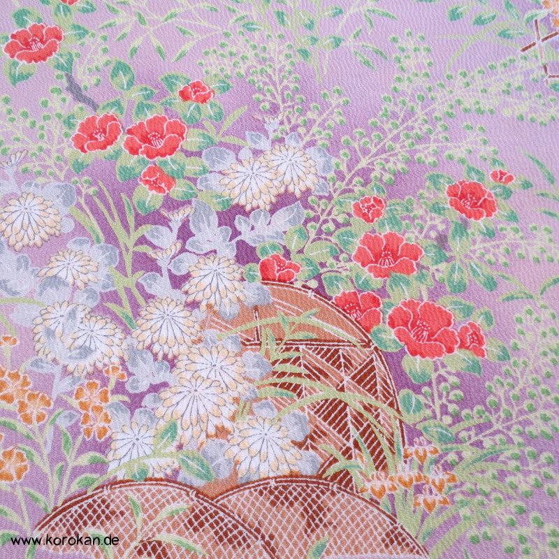 allover Blumen Garten Kimono Seidencrepe
