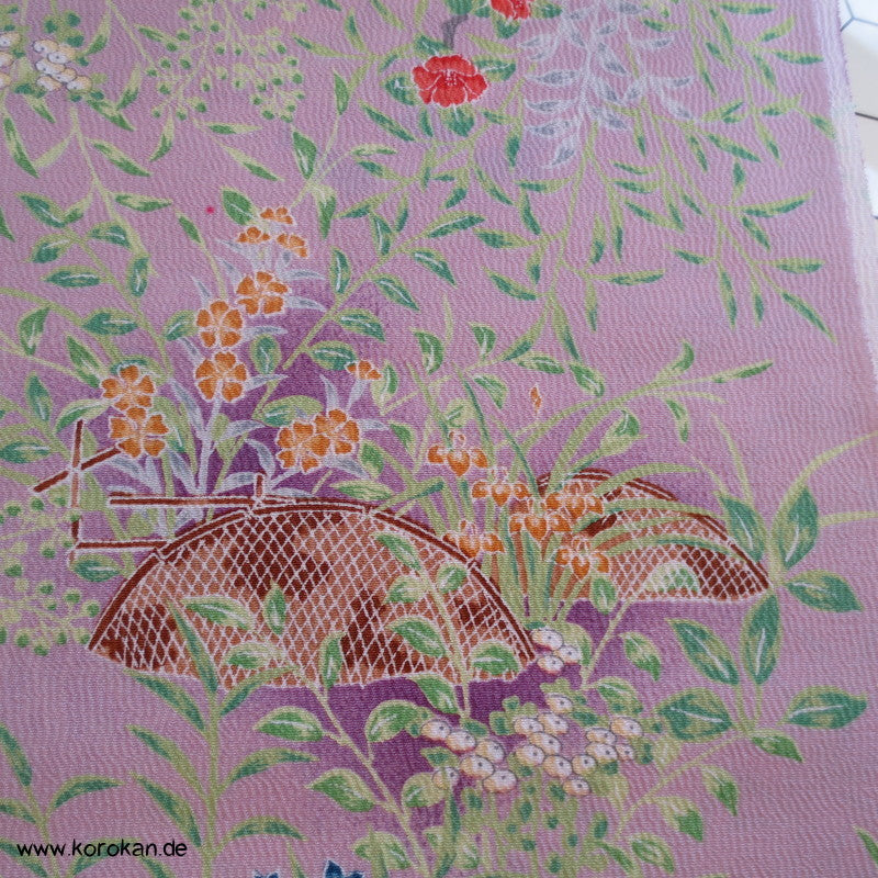 allover Blumen Garten Kimono Seidencrepe
