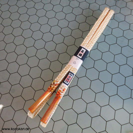 creme - mango Verlaufsfarbe, Koi Obijime, geflochten, dick