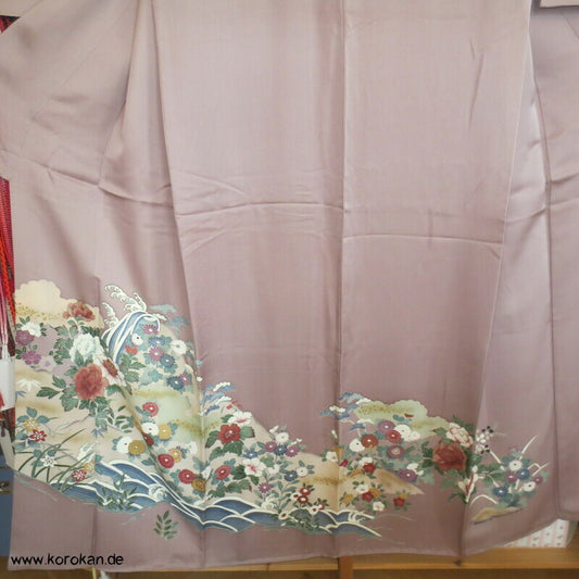 Blüten über Wellen Iro Tomesode Kimono