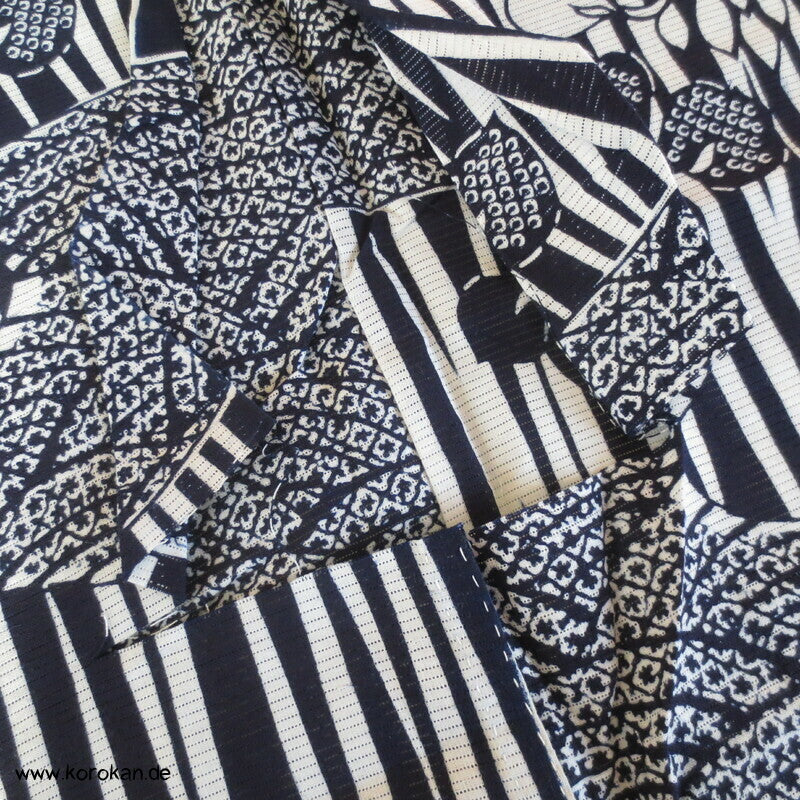Halbfertiger Yukata Kimono Iris auf Drehergewebe