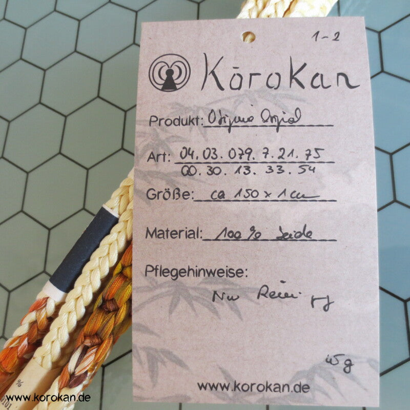 creme - mango Verlaufsfarbe, Koi Obijime, geflochten, dick