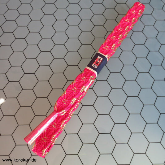 pink - gold, Vintage Obijime, Seide / Lurex, neu