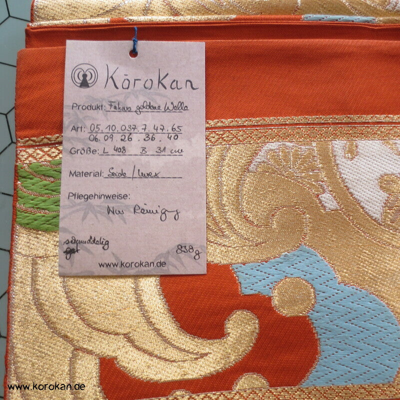 wilde Wellen Seiden Brokat Fukuro Obi Japan Kimonogürtel