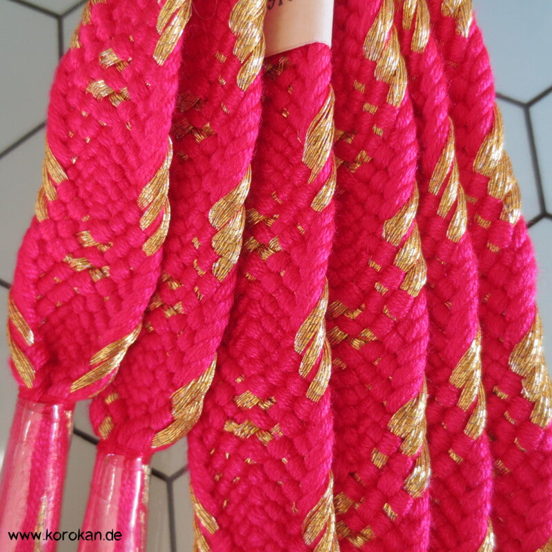 pink - gold, Vintage Obijime, Seide / Lurex, neu