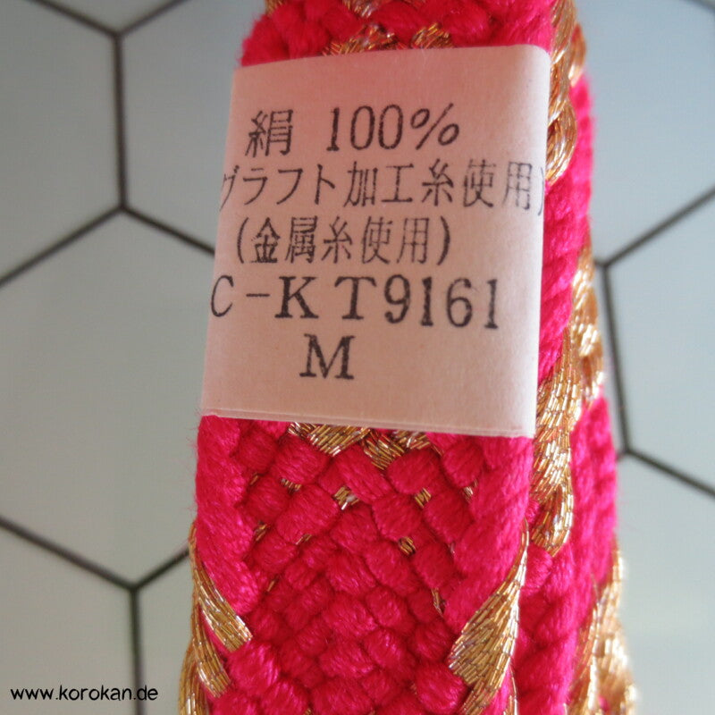 pink - gold, Vintage Obijime, Seide / Lurex, neu