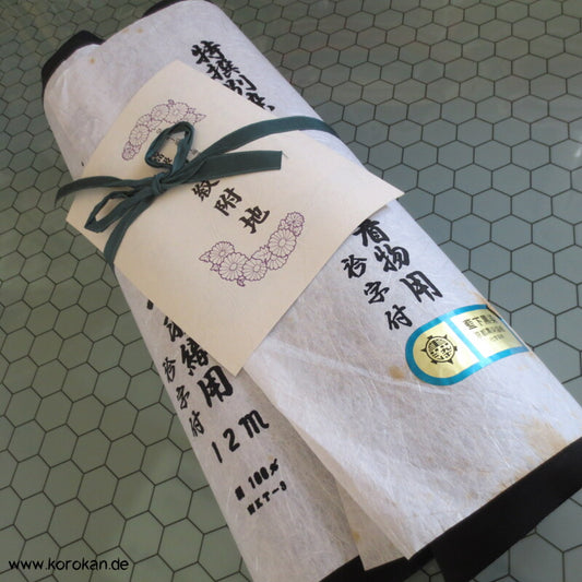 schwarzer Mofuku Chirimen Crepe Seide, Ensemble Tanmono für Haori + Kimono