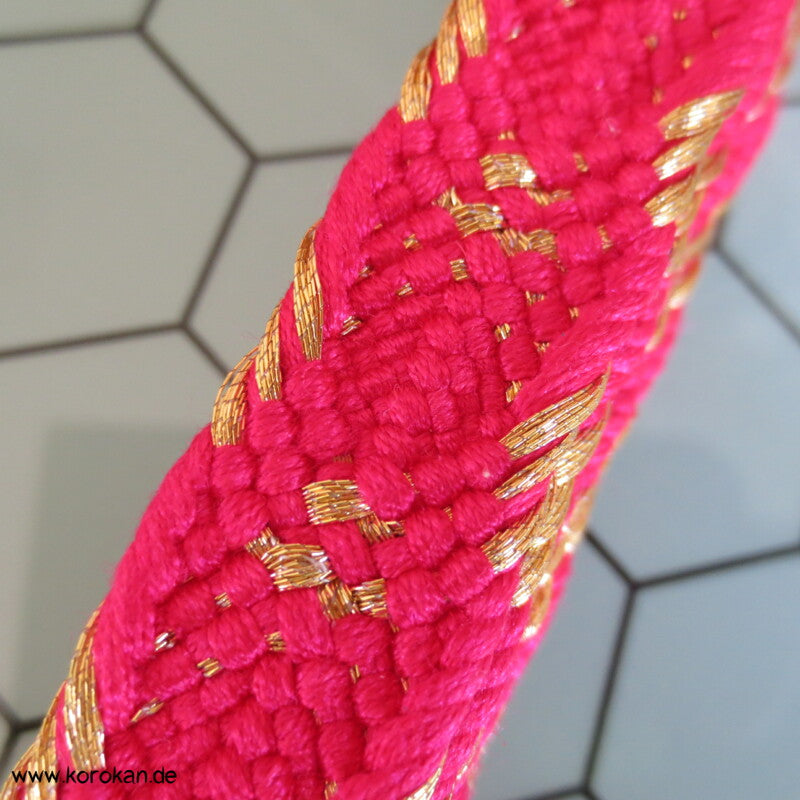 pink - gold, Vintage Obijime, Seide / Lurex, neu