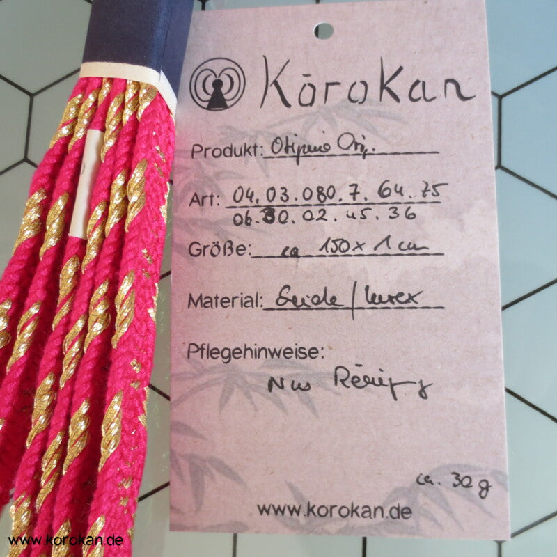 pink - gold, Vintage Obijime, Seide / Lurex, neu
