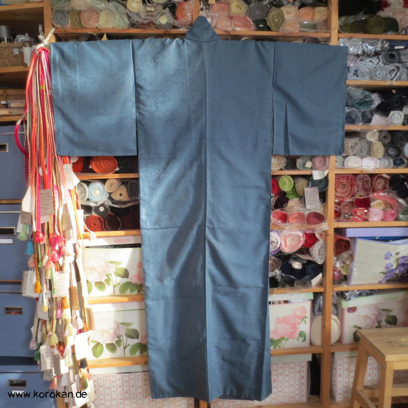 blaugrauer Iromuji - einfarbiger - Kimono, eingewebte Muster