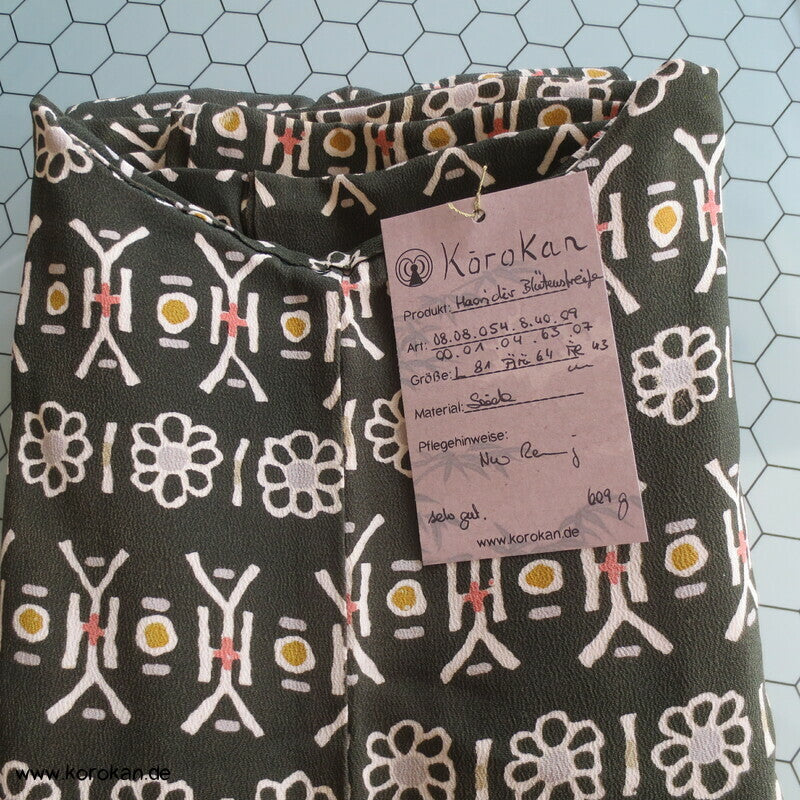 Haori Kimono Jacke Blütenstreifen auf Seidencrepe