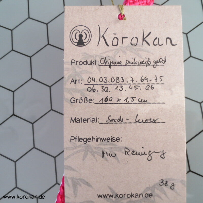 pink weiß Koi Verlauf Obijime, Seide / Lurex