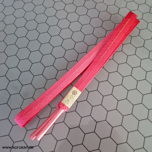 pink - rot mit gold Obijime, Seide / Lurex