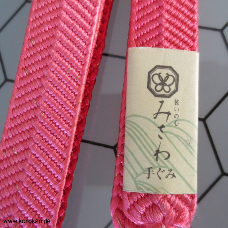 pink - rot mit gold Obijime, Seide / Lurex