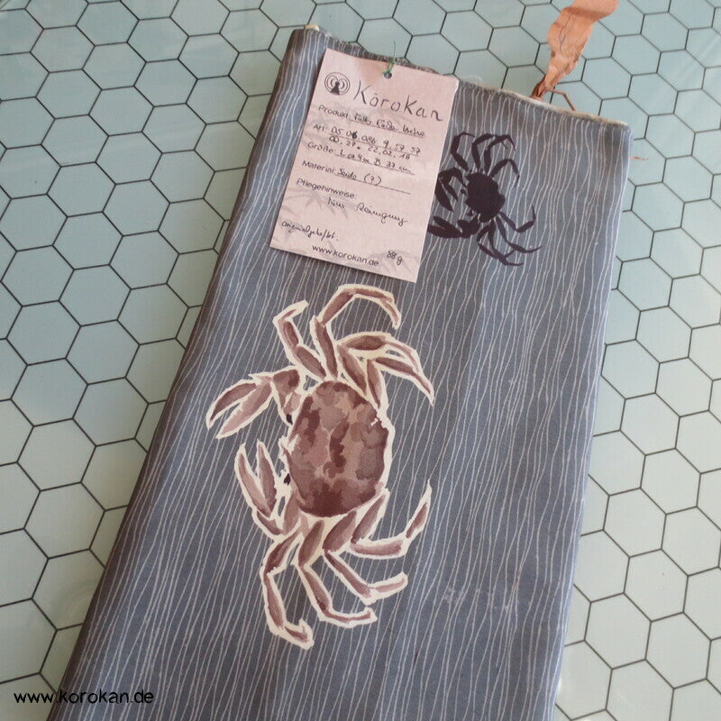 Krebse im Wasser Honan Seide 1950'er Haori Kimono Schulter Futter