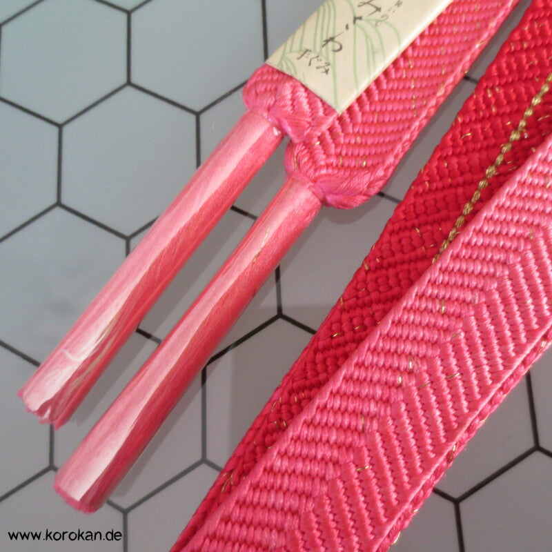 pink - rot mit gold Obijime, Seide / Lurex