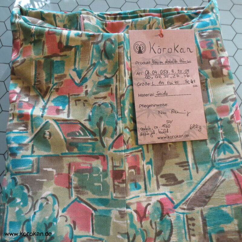 Häusermuster dicht an dicht japanischer Seidendamast Kimono