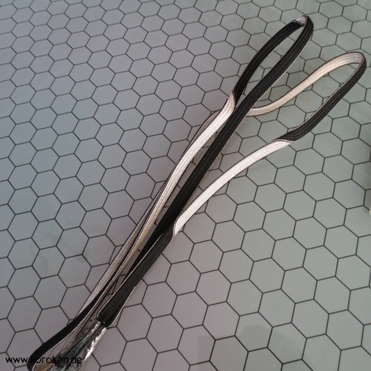 schwarz - silber Wellenband Obijime, Seide / Lurex