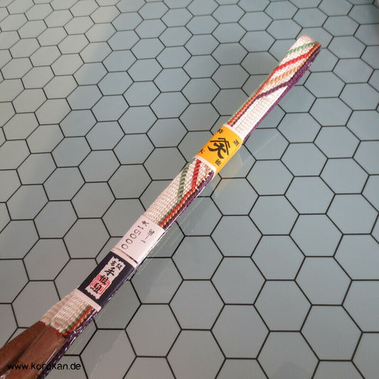 bunte Streifen auf hellem Grund Vintage Obijime, Seide