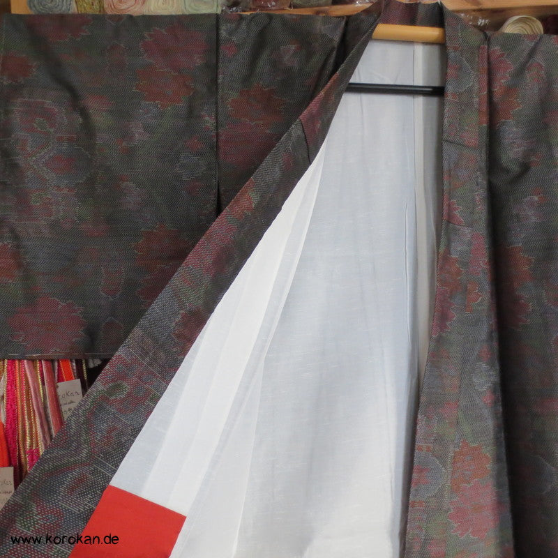 verschwommene Blüten Kasuri Tsumugi Seiden Kimono