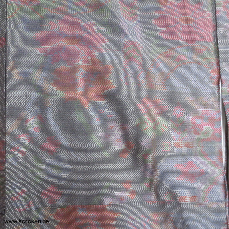 verschwommene Blüten Kasuri Tsumugi Seiden Kimono