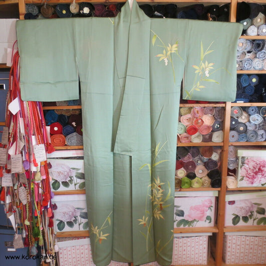Homongi Seidencrepe Kimono Heavenly Bamboo, teilbestickt
