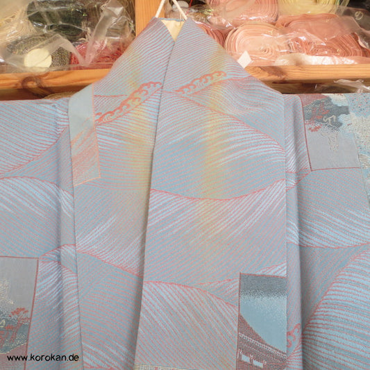 Shikishi Bilder Omeshi Seidenbrokat 1950'er Komon Kimono