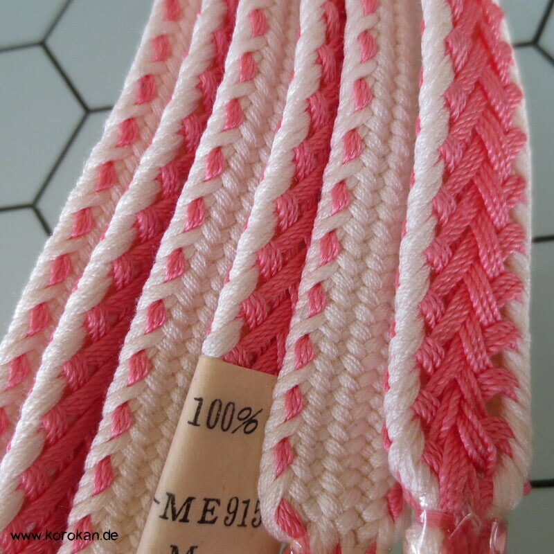 rosa - weiß, Vintage Obijime, Seide, neu mit Etikett