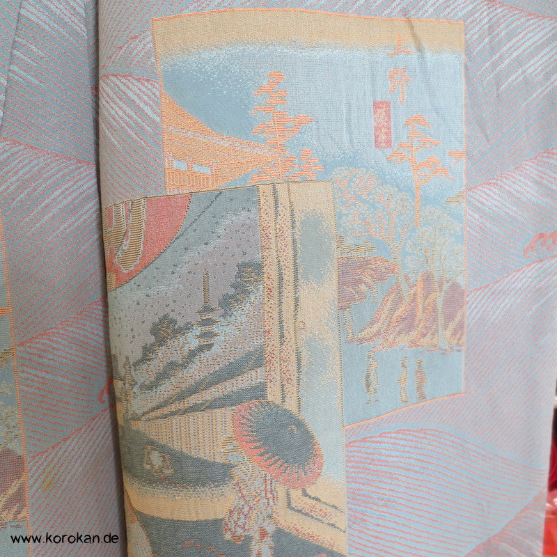 Shikishi Bilder Omeshi Seidenbrokat 1950'er Komon Kimono