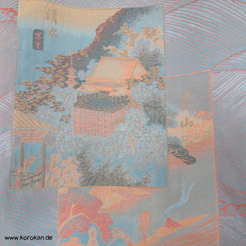 Shikishi Bilder Omeshi Seidenbrokat 1950'er Komon Kimono