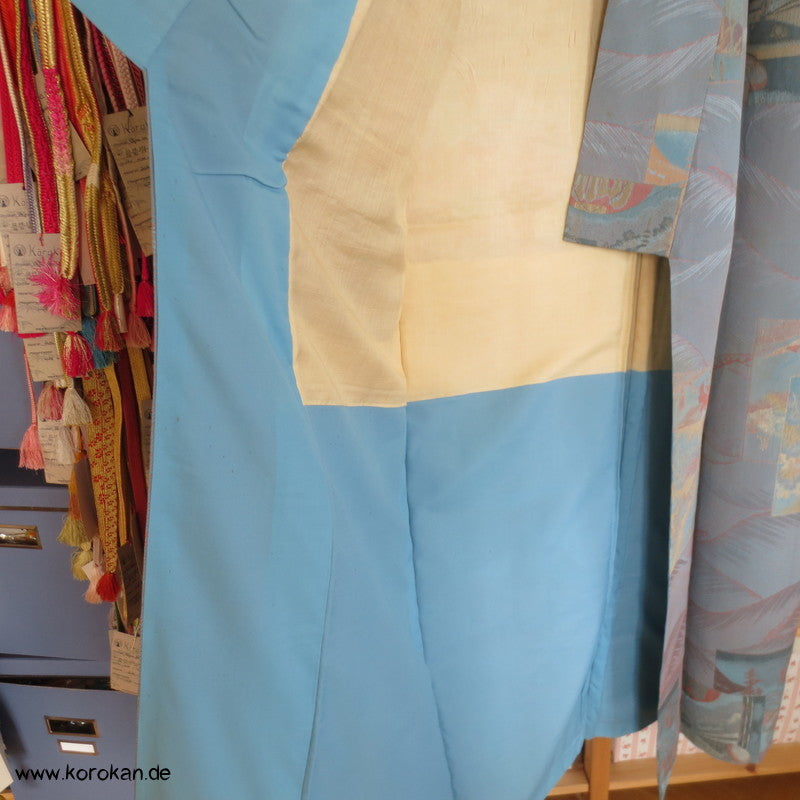 Shikishi Bilder Omeshi Seidenbrokat 1950'er Komon Kimono