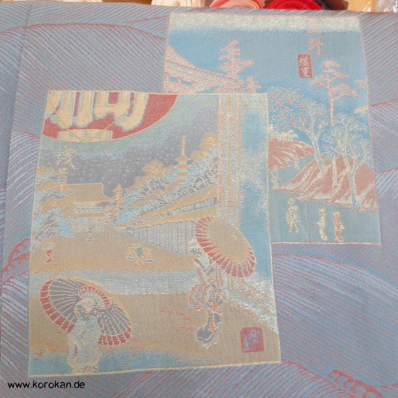 Shikishi Bilder Omeshi Seidenbrokat 1950'er Komon Kimono