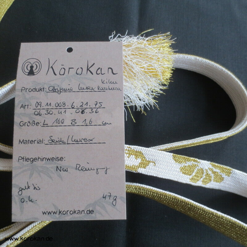gold weiß, Kiku und Karakusa Obijime, Seide / Lurex