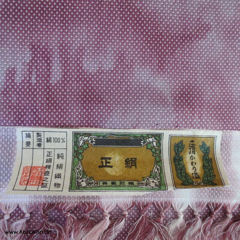 japanische mauve Bokashi Kasuri Tsumugiseide Kimono Tanmono