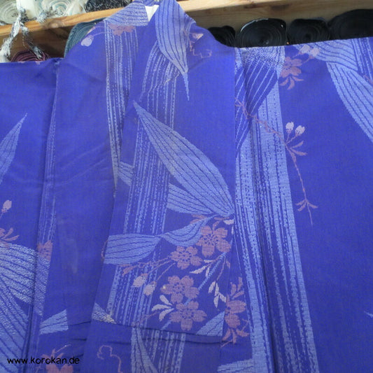 gewebter Bambus und Sakura Komon Kimono Seidenbrokat