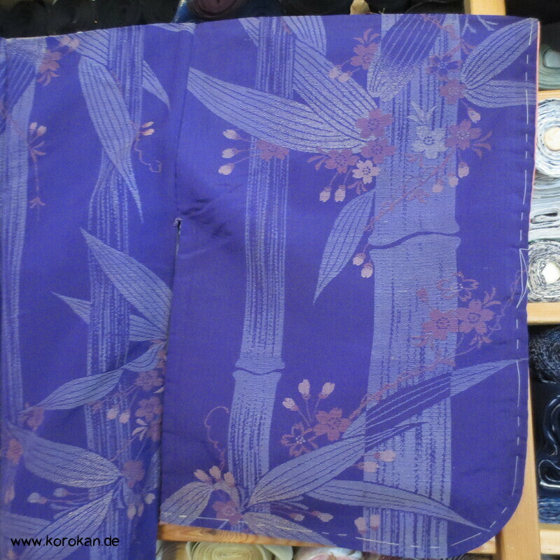 gewebter Bambus und Sakura Komon Kimono Seidenbrokat