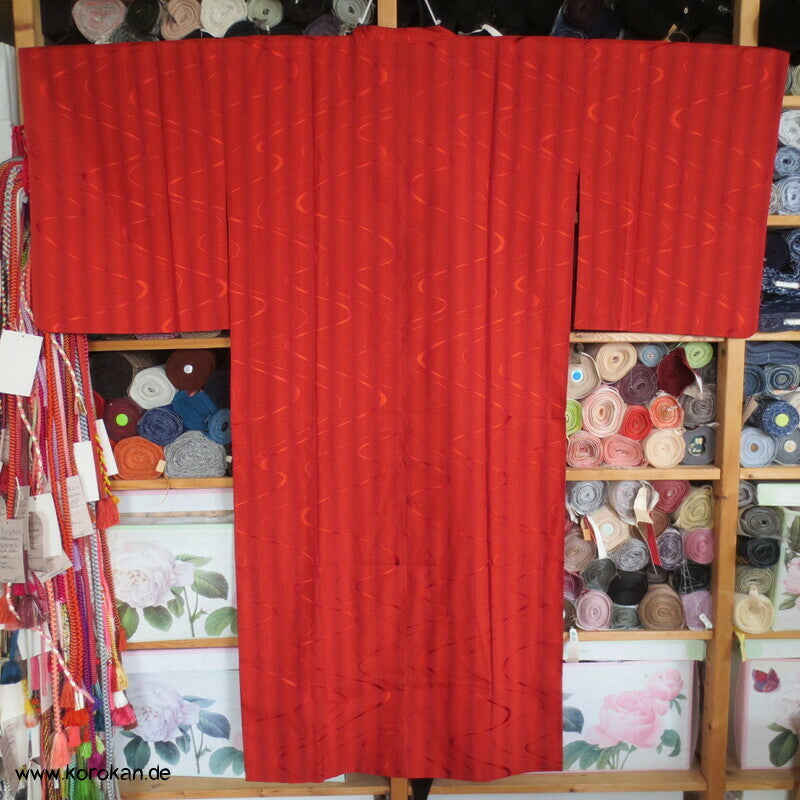 lange Michiyuki Kimono Jacke Seidenjacquard mit Fluss und Karomuster
