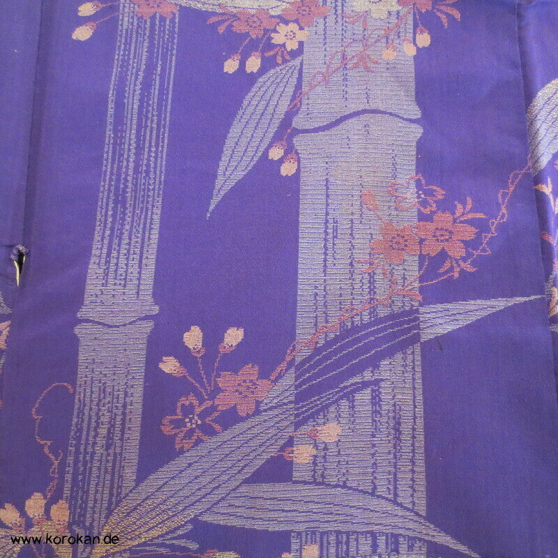 gewebter Bambus und Sakura Komon Kimono Seidenbrokat