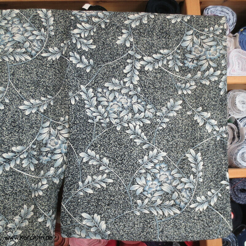 blaue Blüten Hitoe Kimono, Wolle gewaschen
