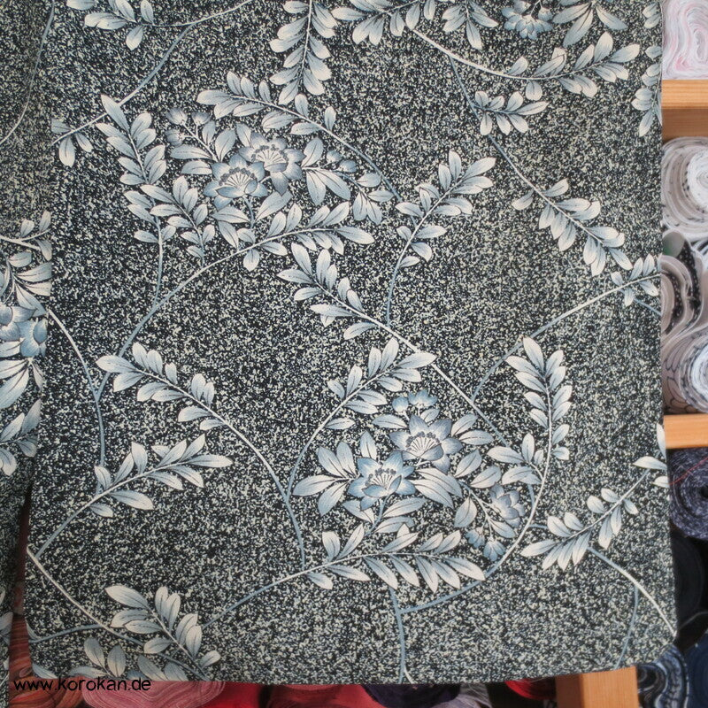 blaue Blüten Hitoe Kimono, Wolle gewaschen