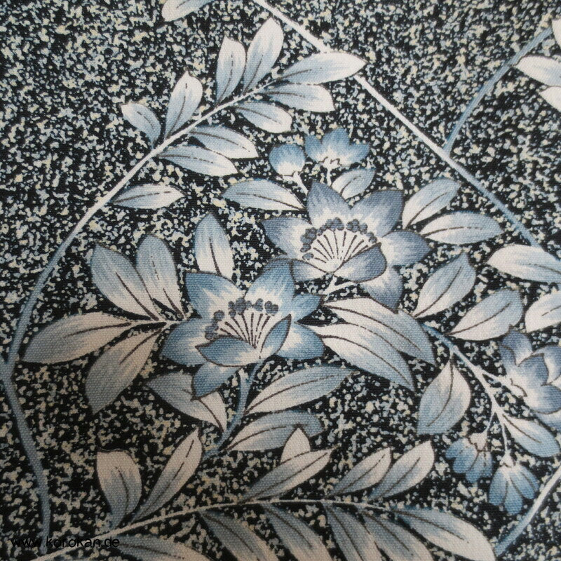 blaue Blüten Hitoe Kimono, Wolle gewaschen