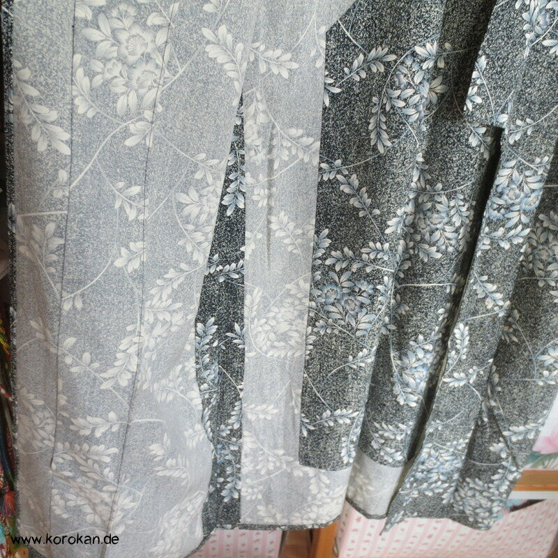 blaue Blüten Hitoe Kimono, Wolle gewaschen