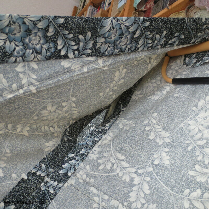 blaue Blüten Hitoe Kimono, Wolle gewaschen